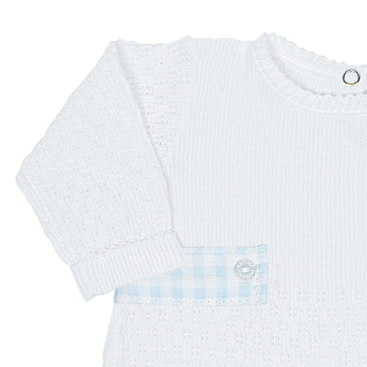 PatyKnit™ Romper with Gingham Tabs