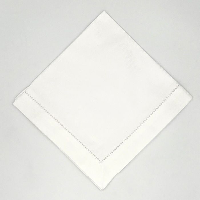 Huck Weave Hemstitched White Dinner Napkins
