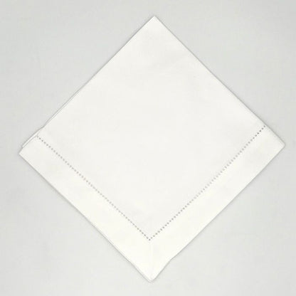 Huck Weave Hemstitched White Dinner Napkins