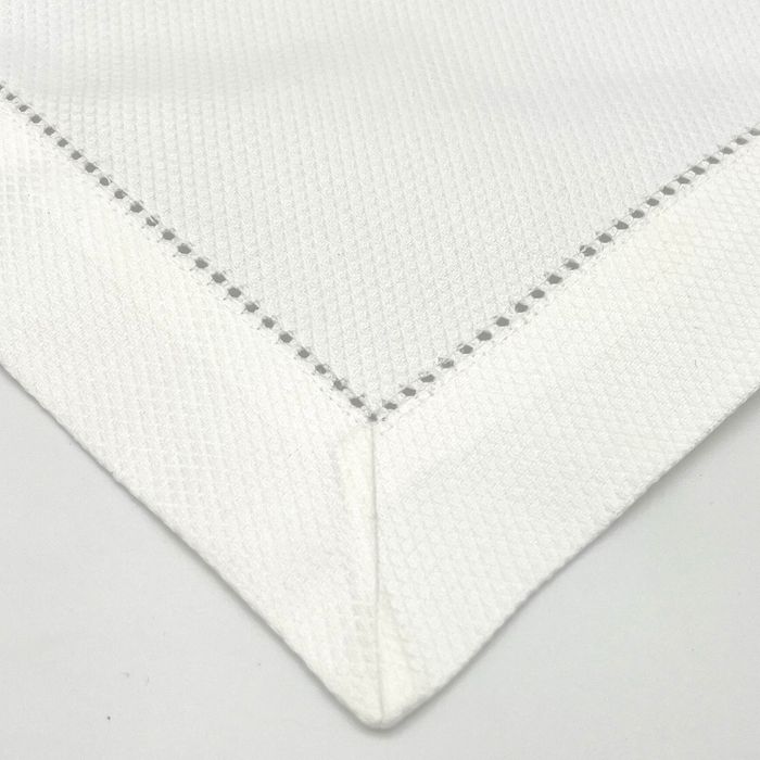 Huck Weave Hemstitched White Dinner Napkins