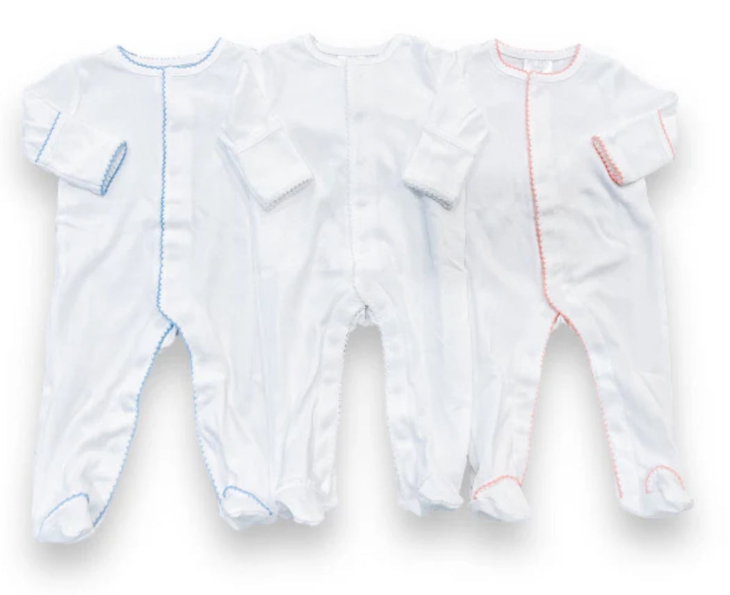 Picot Trim LS Footed Onesie