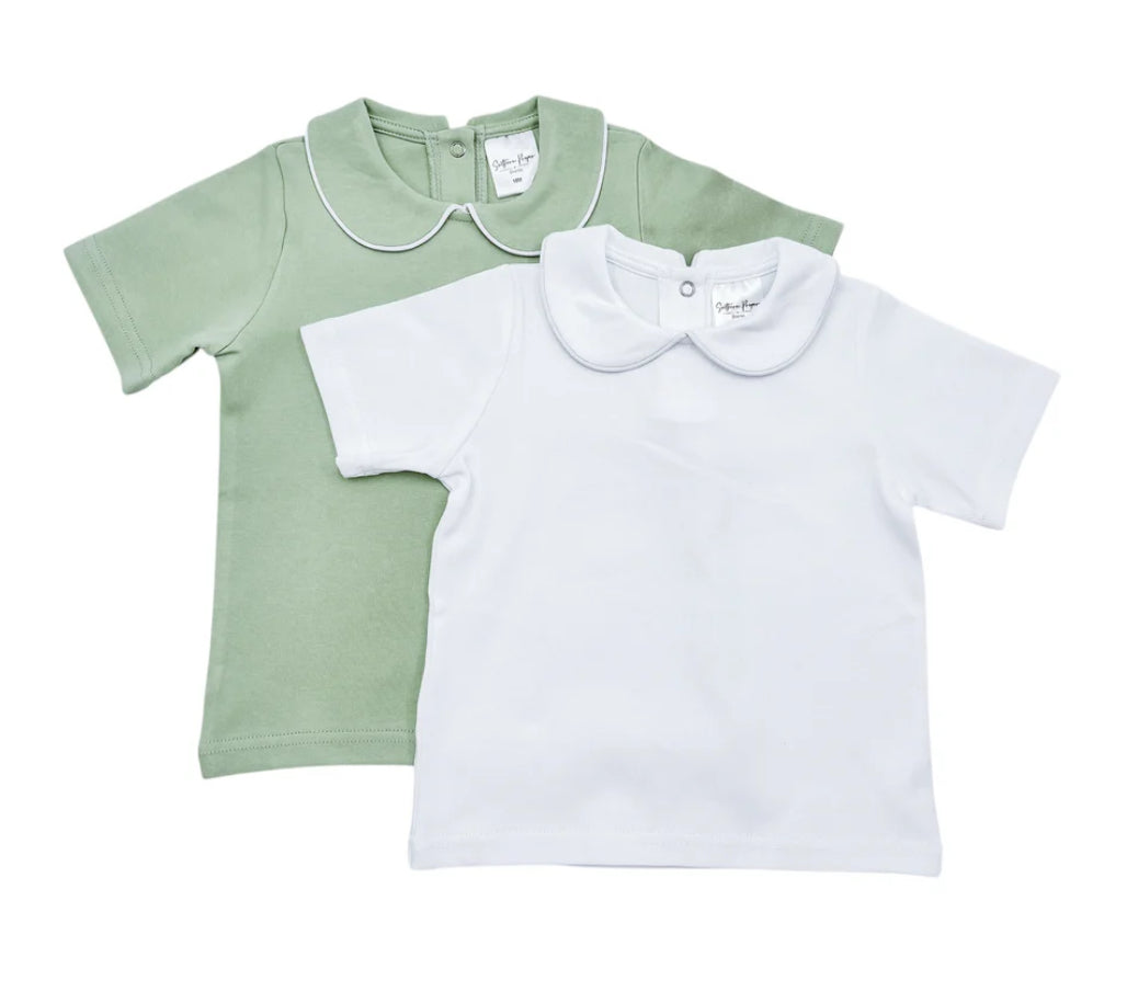 Boys Peter Pan Collar Piped Trim Shirt