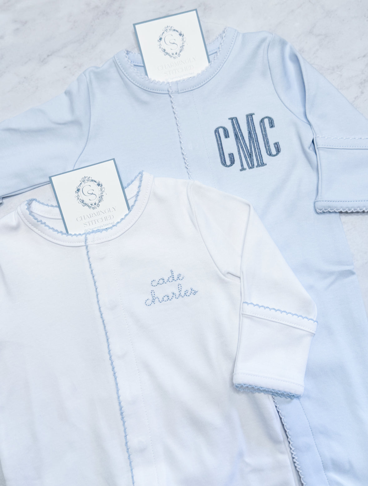 Picot Trim LS Footed Onesie