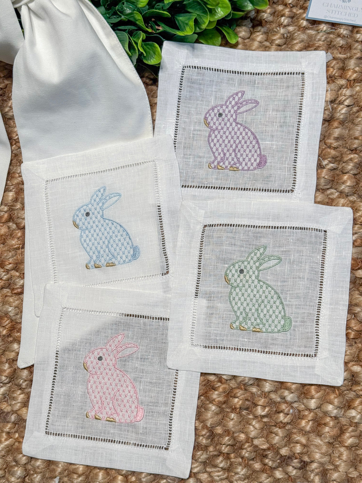 Spring White Cocktail Napkins