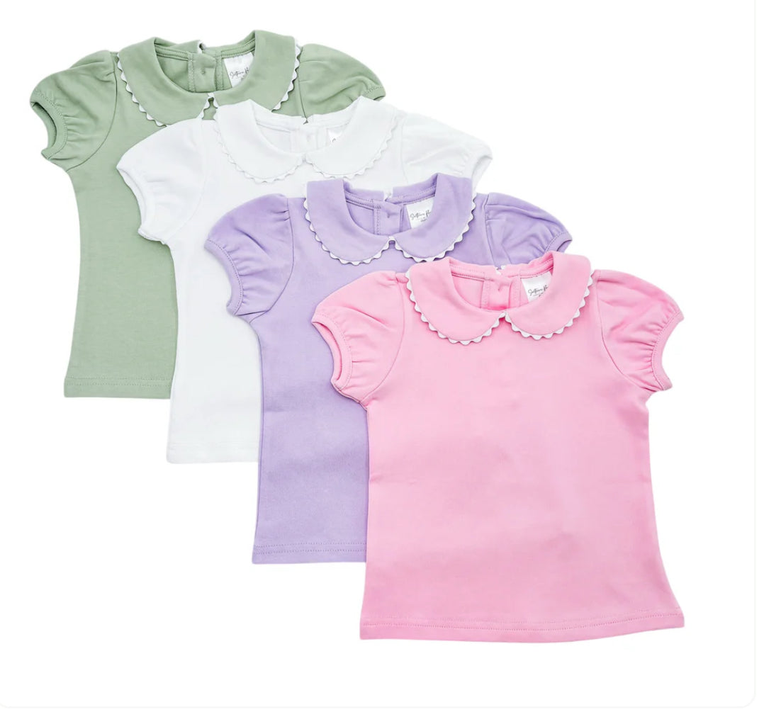 Girls Peter Pan Scalloped Trim Shirt
