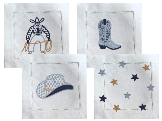 Rodeo White Cocktail Napkins