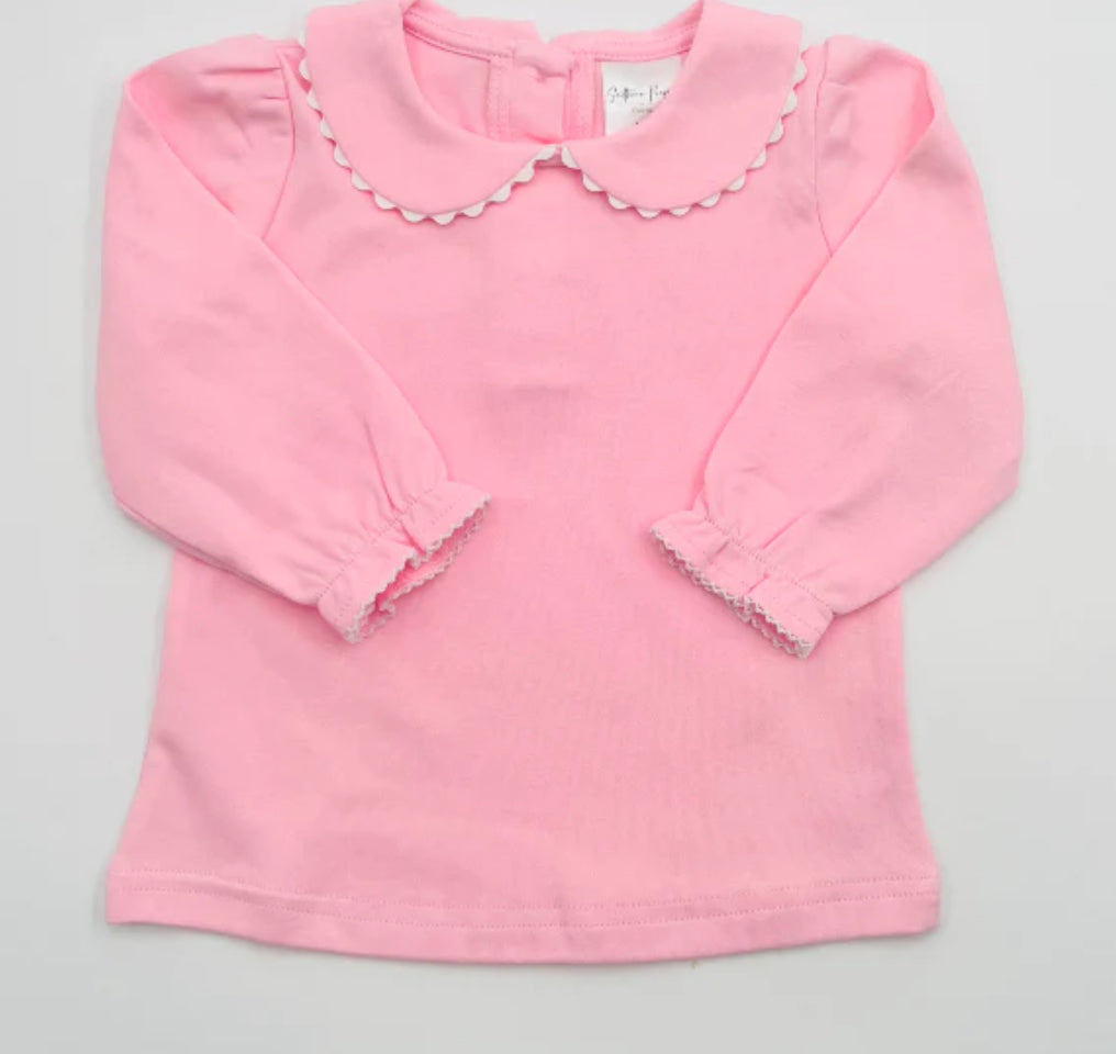 Long Sleeve Girls Peter Pan Collar Shirt