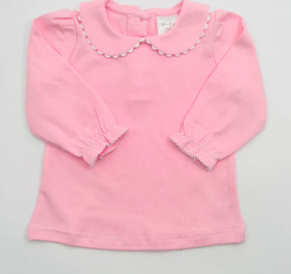 Long Sleeve Girls Peter Pan Collar Shirt