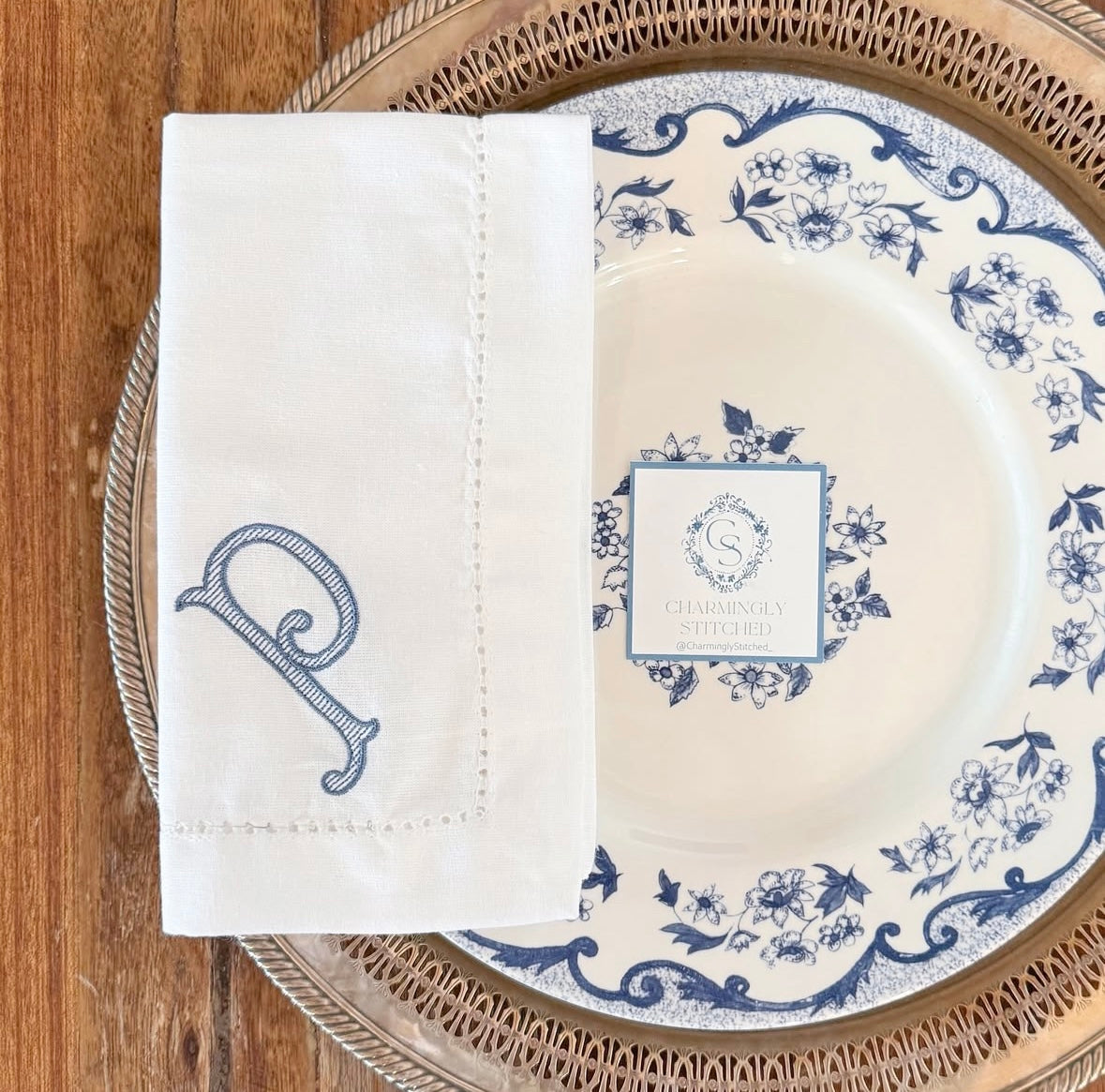 Hemstitched White Dinner Napkins