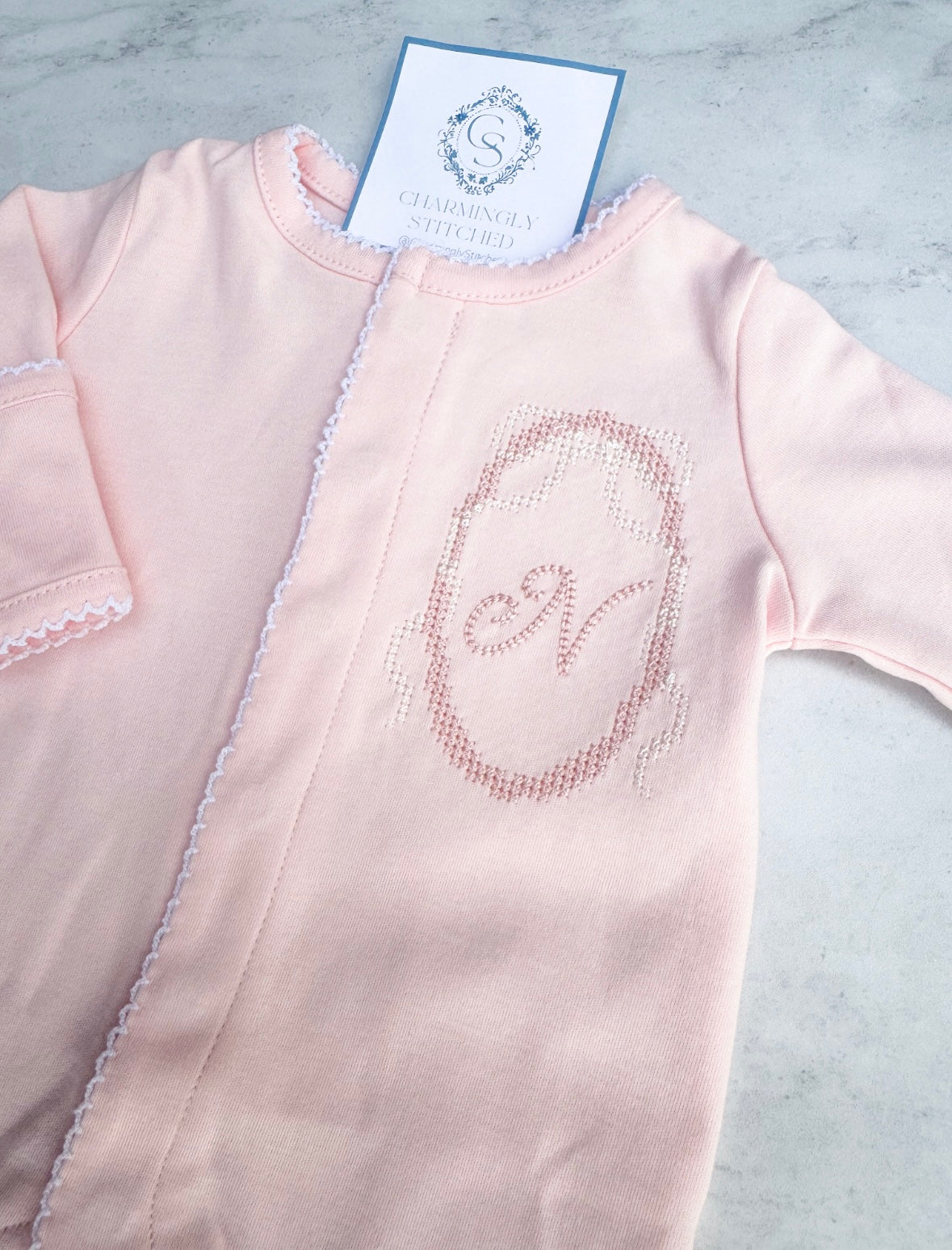 Picot Trim LS Footed Onesie