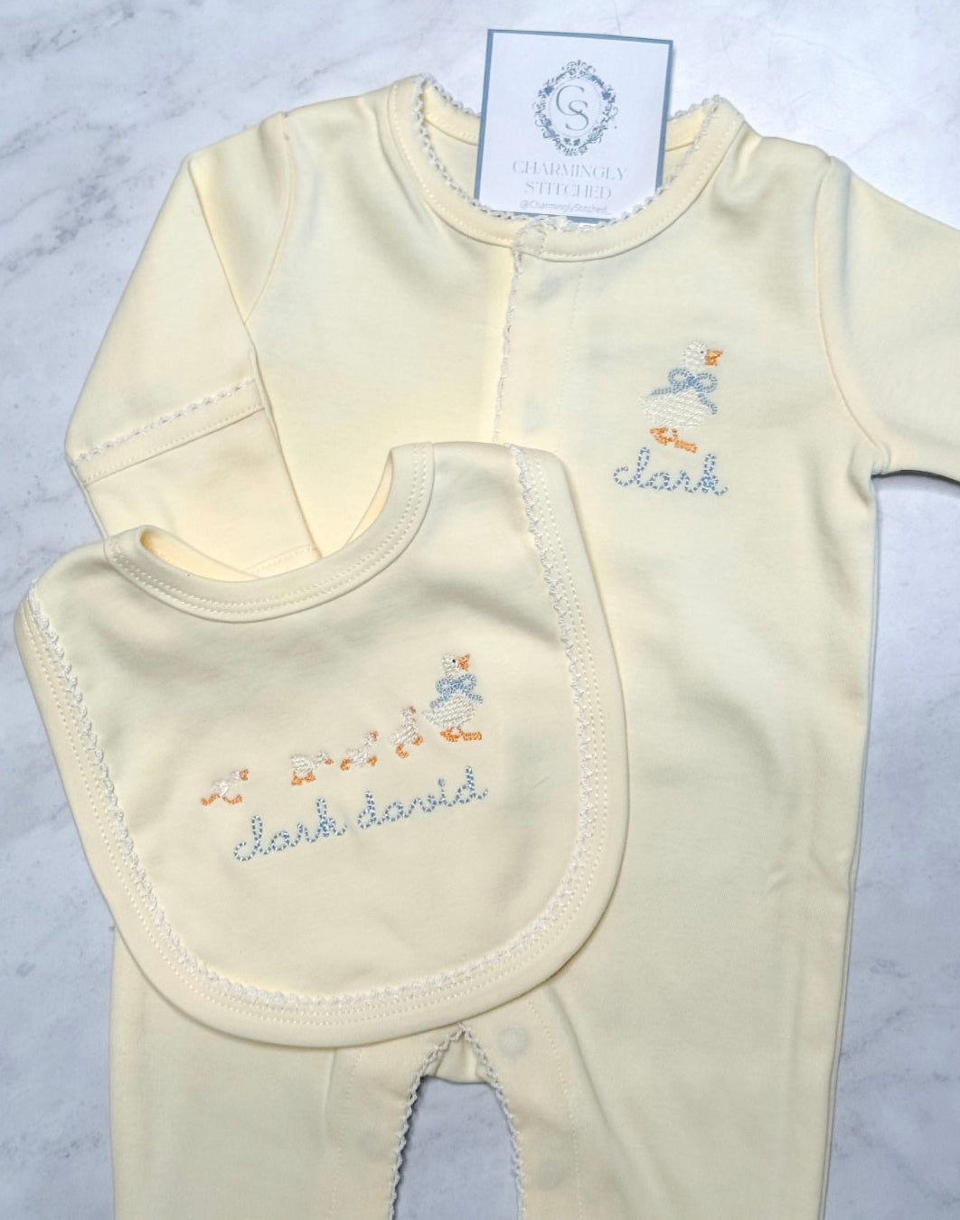 Picot Trim LS Footed Onesie