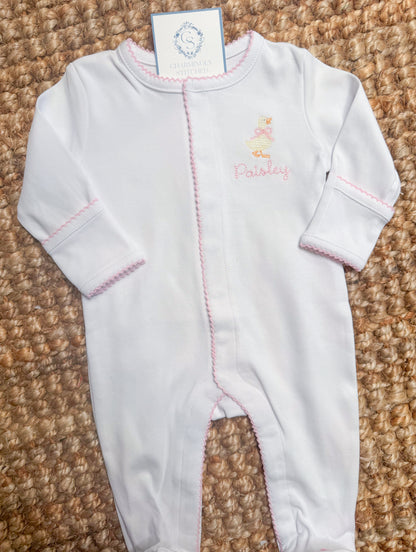 Picot Trim LS Footed Onesie