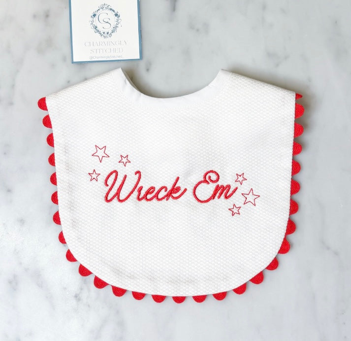 Pique Bib with Ricrac Trim