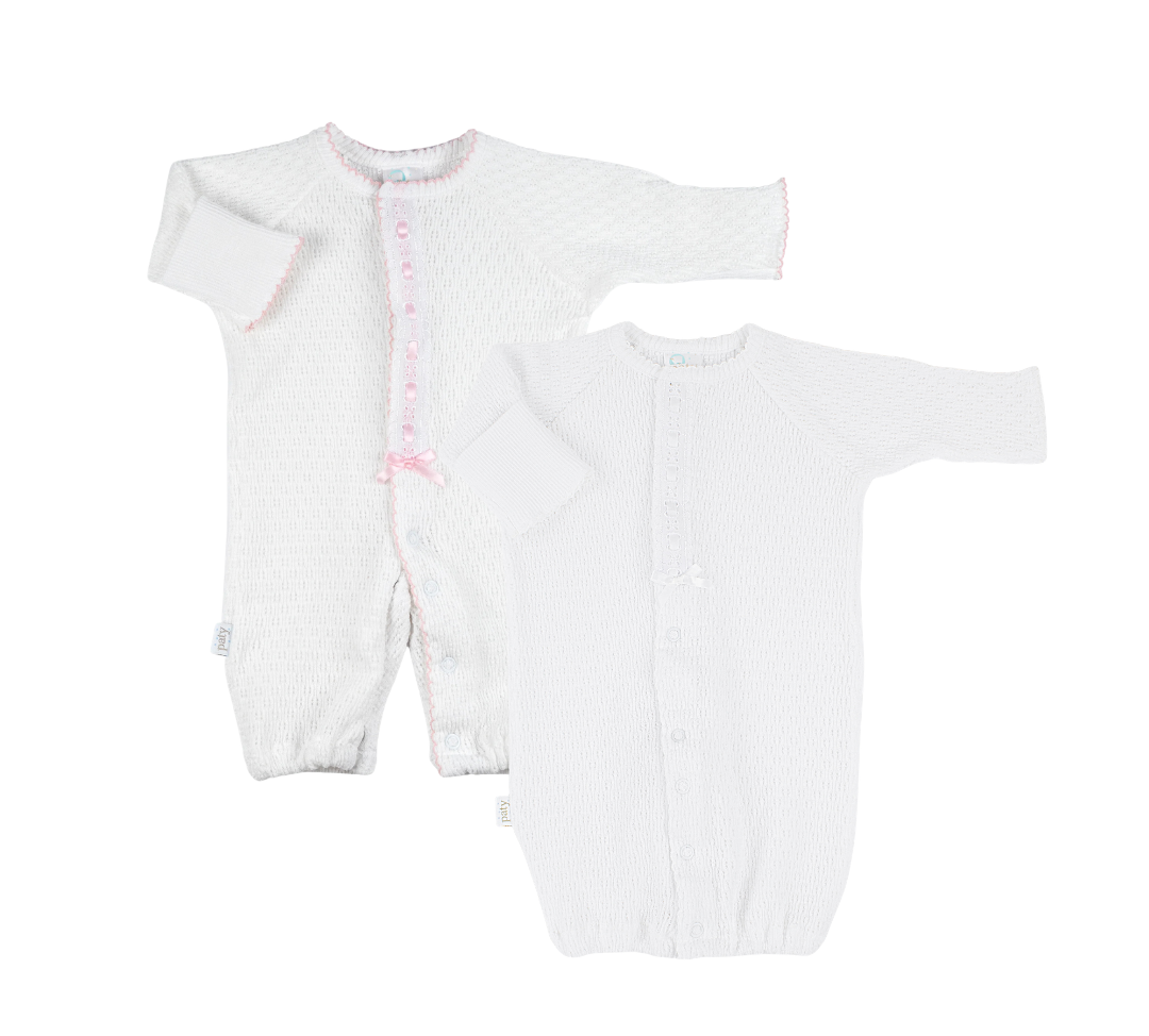 PatyKnit™ Converter Gown with Eyelet Trim